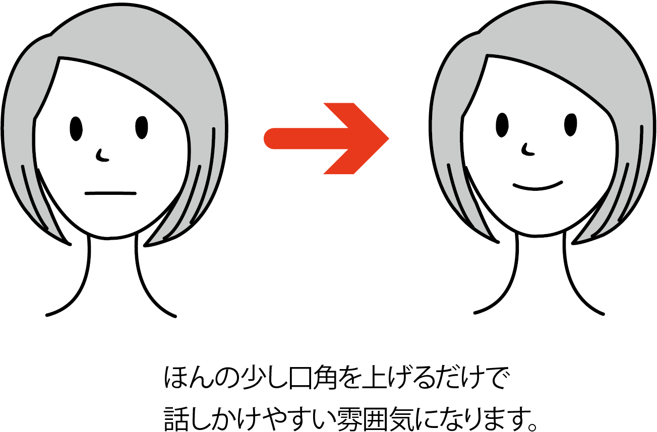 表情 ほんの少し口角を上げるだけで話しかけやすい雰囲気になります