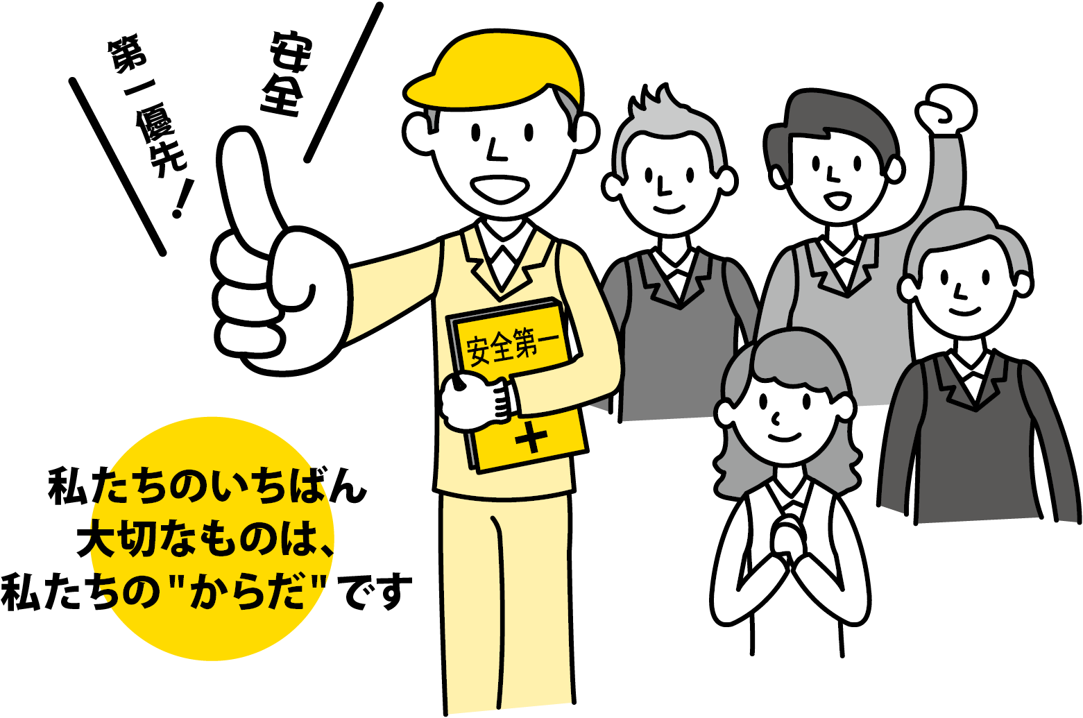 安全第一 私たちのいちばん大切なものは、私たちのからだです