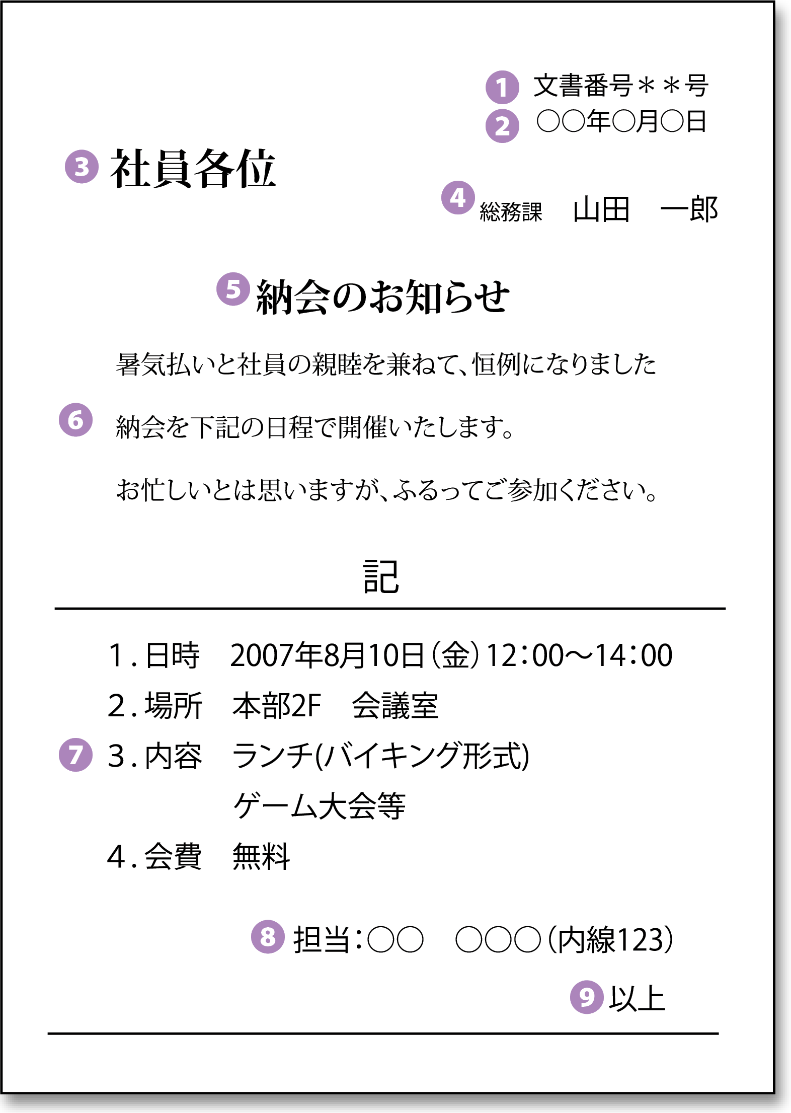 社内文書 作成例